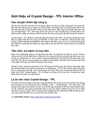 Giới thiệu về Crystal Design - TPL Interior Office