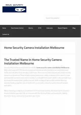 Home Security Camera Installation Melbourne