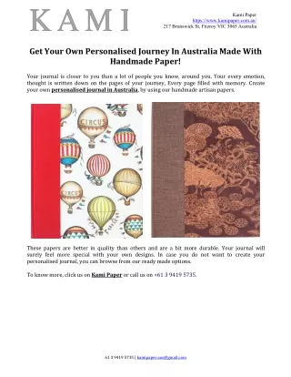 Get Your Own Personalised Journey In Australia Made With Handmade Paper!