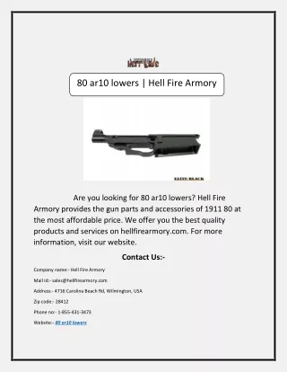 80 ar10 lowers | Hell Fire Armory