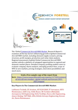 Commercial Aircraft MRO Market Analysis 2021 | Global Demand Analysis, Trends &