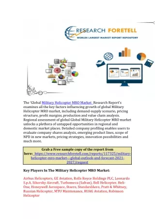 Military Helicopter MRO Market Analysis 2021 | Global Demand Analysis, Trends &