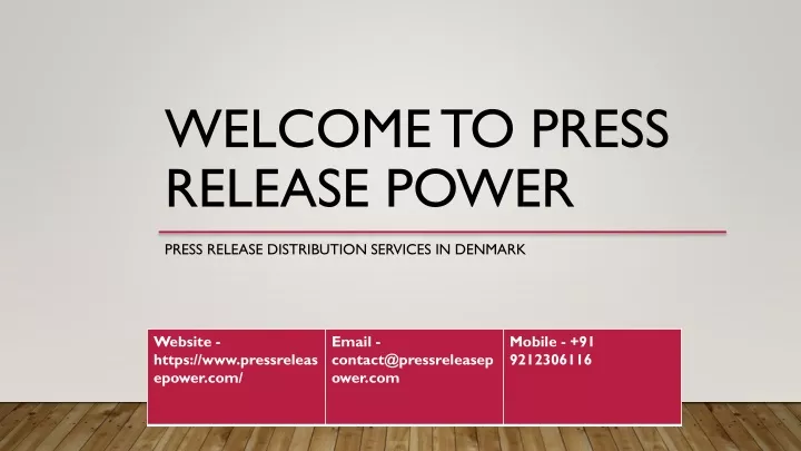 welcome to press release power