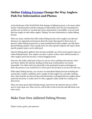 online fishing forums change the way anglers fish