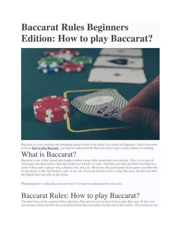 baccarat rules beginners edition how to play