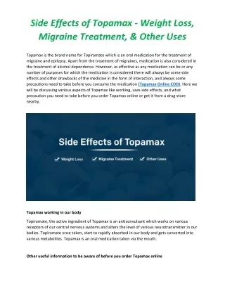 Side Effects of Topamax - Weight Loss, Migraine Treatment, & Other Uses