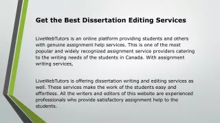 Get the Best Dissertation Editing Services