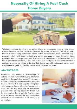 Necessity Of Hiring A Fast Cash Home Buyers