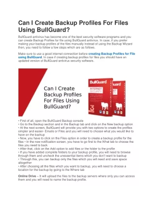 can i create backup profiles for files using