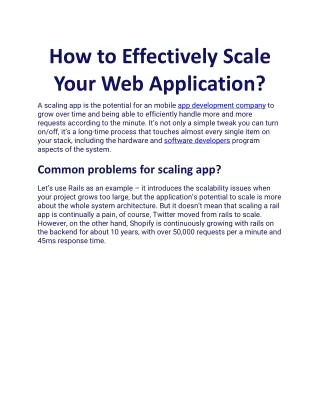 how to effectively scale your web application
