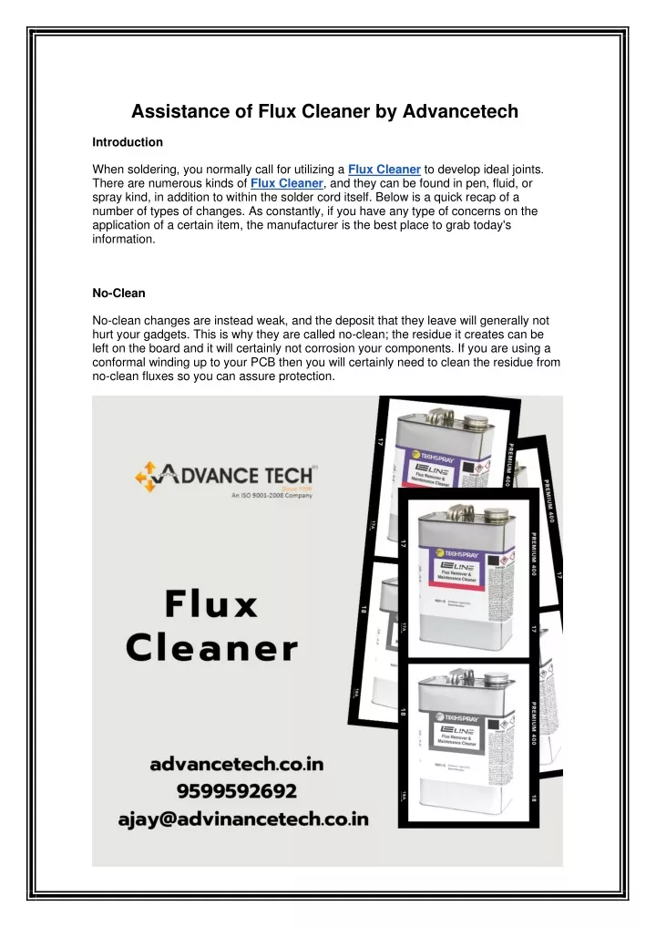 assistance of flux cleaner by advancetech