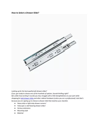 how to select a drawer slide
