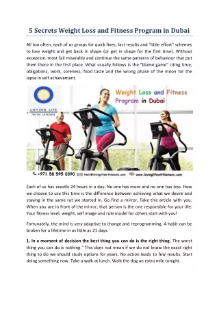 5 Secrets Weight Loss and Fitness Program in Dubai