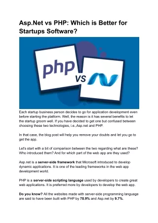 asp net vs php which is better for startups