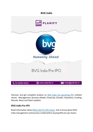 BVG India Unlisted shares