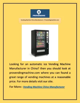 Vending Machine China Manufacturer | Provendingmachine.com
