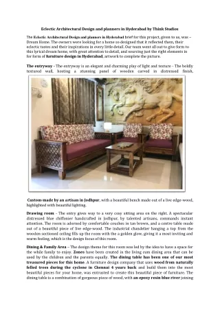 Eclectic Architectural Design and planners in Hyderabad