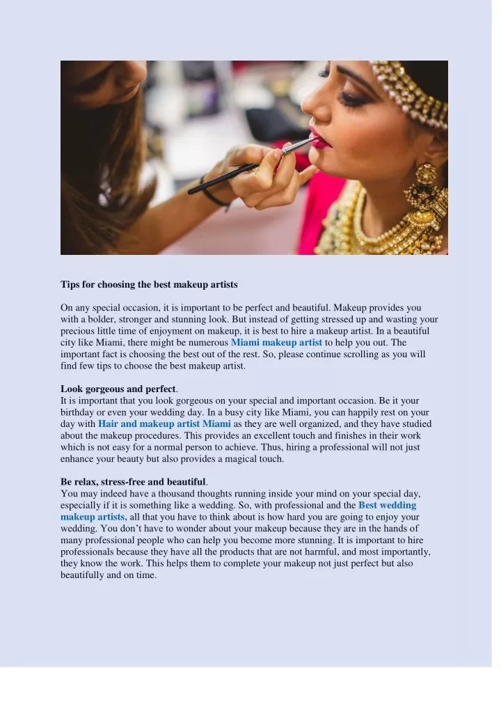tips for choosing the best makeup artists