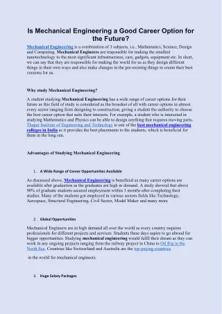 is mechanical engineering a good career option