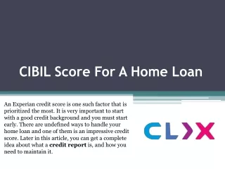 CIBIL Score For A Home Loan