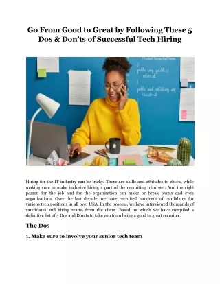 Go From Good to Great by Following These 5 Dos & Don’ts of Successful Tech Hiring