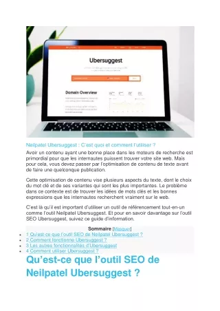 neilpatel ubersuggest c est quoi et comment