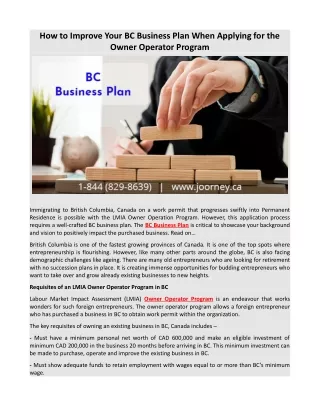 how to improve your bc business plan when