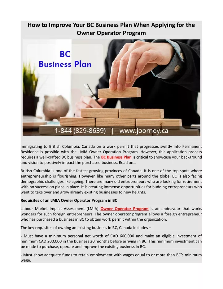 how to improve your bc business plan when