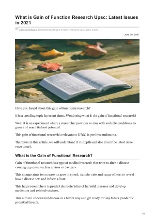 what is gain of function research upsc latest