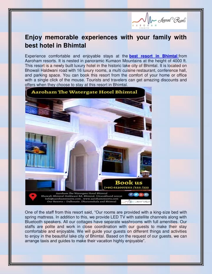 enjoy memorable experiences with your family with