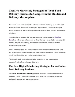 creative marketing strategies to your food