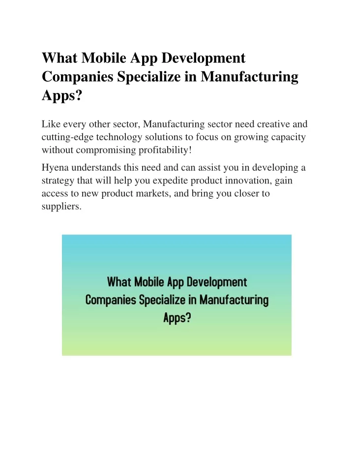 what mobile app development companies specialize