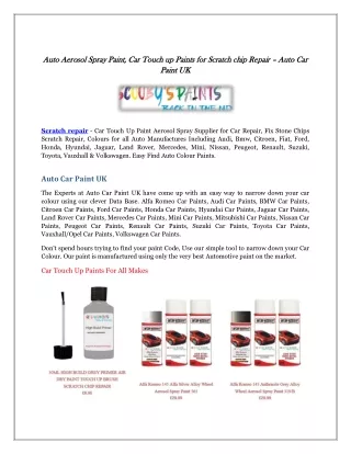 auto aerosol spray paint car touch up paints