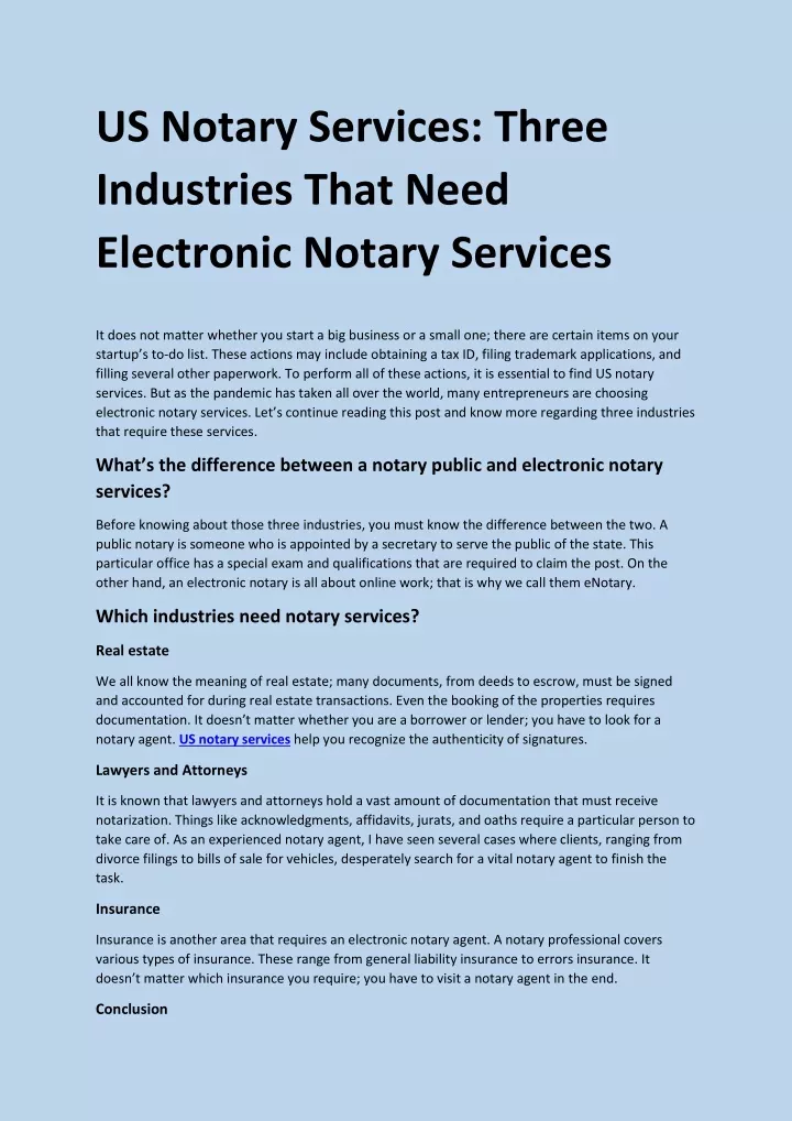 us notary services three industries that need