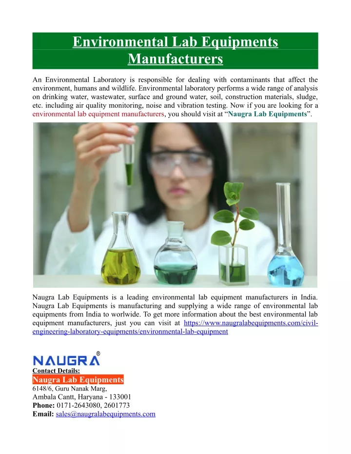 environmental lab equipments manufacturers