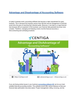 Advantage and Disadvantage of Accounting Software