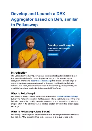 develop and launch a dex aggregator based on defi