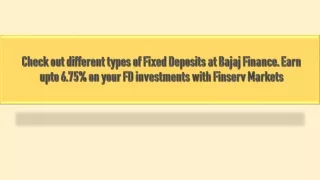 Types of Fixed Deposits