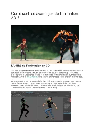 Les profits de l’animation 3D