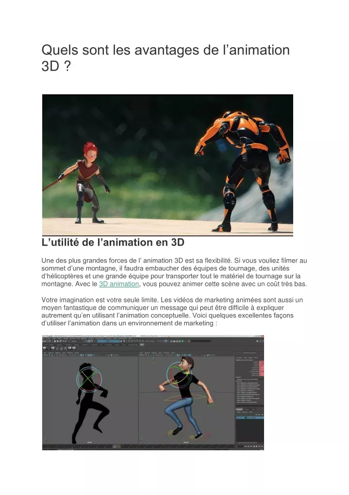 quels sont les avantages de l animation 3d