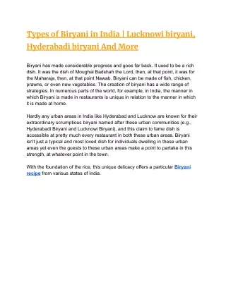 types of biryani in india lucknowi biryani