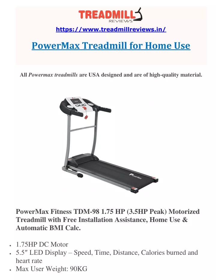https www treadmillreviews in powermax treadmill
