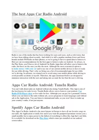 The android car radio applications