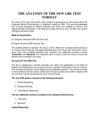 the anatomy of the new gre test format