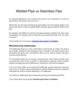 welded pipe vs seamless pipe