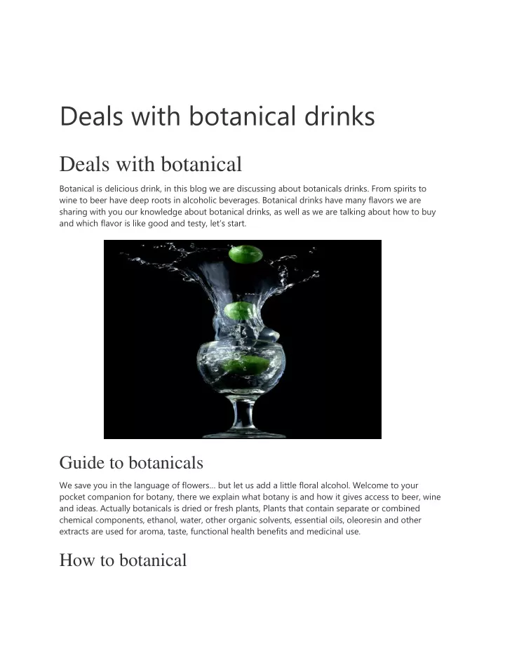 deals with botanical drinks