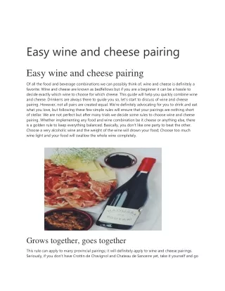 Easy wine and cheese pairing