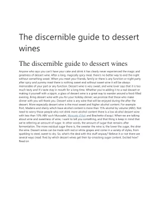 The discernible guide to dessert wines