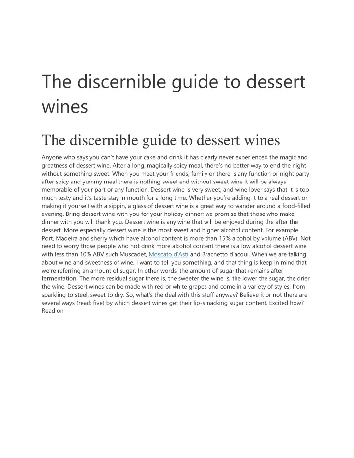 the discernible guide to dessert wines