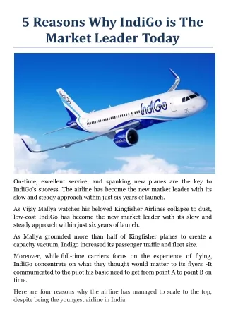 5 Reasons Why IndiGo is The Market Leader Today